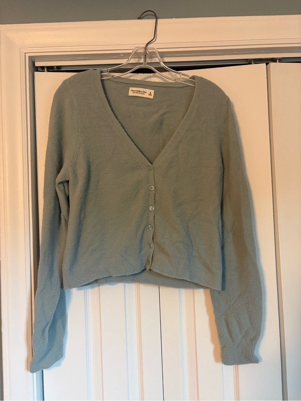 Abercrombie & Fitch Dusty Blue V-Neck Button Front Cardigan